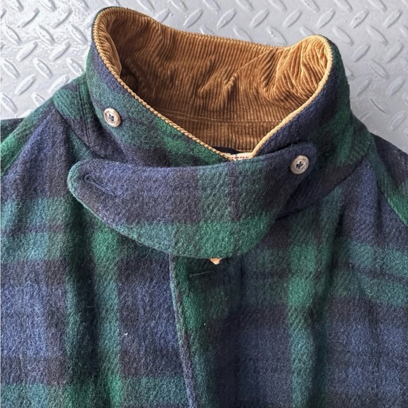Polo Ralph Lauren 90s Green and Black Plaid Wool Balmacaan Coat - Picture 3 of 10